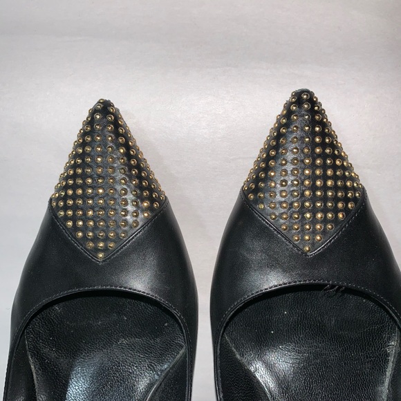 SAINT LAURENT size 39.5 black calfskin stud pumps - Picture 3 of 13